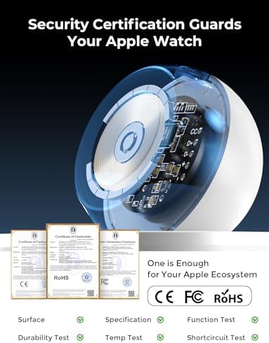 Magnetic Apple Watch Charger Dock with Customizable Colorful Ambient Lighting – Rapid Charging Solution for All Series Including Ultra 2 – Sleek, Portable Design for Home & Travel with USB Cable Included