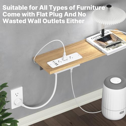 CCCEI 6-Outlet Recessed Power Strip with Dual USB-C Ports – Sleek Flush Mount Charging Station for Desks & Nightstands, 10-Foot Cord for Flexible Setup, Ideal for Home & Office Power Needs, White Finish
