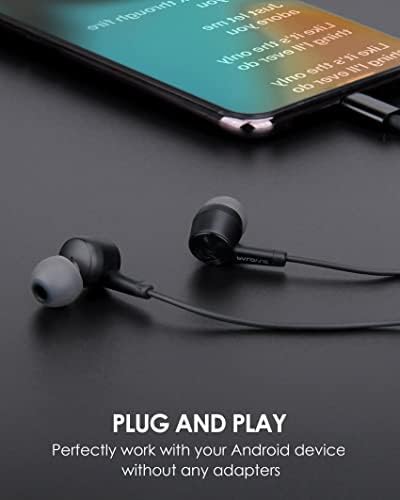 PALOVUE USB Type C In-Ear Headphones with Microphone & Volume Control – Advanced Noise Isolation Earbuds for Seamless Compatibility with Google Pixel, Samsung, One Plus, Huawei, Sony, & Mac Book – Exceptional Sound Clarity & Ergonomic Comfort for Daily Commutes, Workouts, and Entertainment