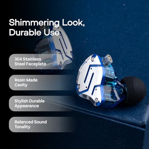 Linsoul KZ ZS10 Pro Hybrid IEM Earbuds – 4 BA + 1 DD High-Fidelity Wired In-Ear Monitors with Stainless Steel Faceplate and Detachable Cable, Ideal for Musicians and Gamers with Built-in Mic, Unmatched Sound Clarity and Versatile Compatibility