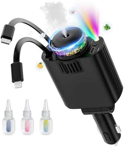Ultimate Retractable Car Charger with Starlight – 4-in-1 120 W USB-C Fast Charging for i Phone & Android, Sleek Black Design, Perfect Valentine’s Gift for Tech-Savvy Individuals, Unmatched Efficiency & Compatibility for Every Journey
