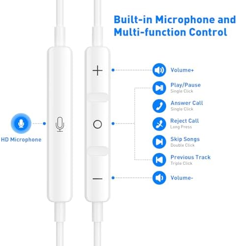 Elevate Your Audio Experience with Pink USB-C Wired Earbuds – Hi-Fi Stereo Sound with Built-in Microphone, Volume Control & Tangle-Free Magnetic Design for i Phone 16/15 Plus & Android Devices – Ideal for Calls, Music, and Podcasts