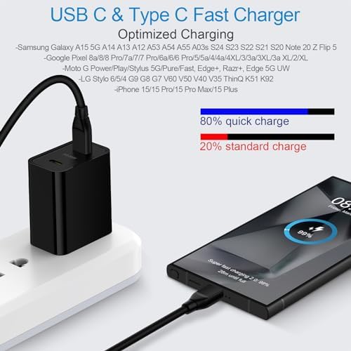 Revolutionize Your Charging Experience with the 35 W Dual Port USB-C Power Adapter – Ultra-Fast Charging for Samsung Galaxy S Series and Google Pixel Devices – Comes with 6 FT Durable USB-C Cable for Enhanced Connectivity – Perfect for Active Lifestyles with Compact Portability – Charge Two Devices at Once with 35 W Total Output for Quick Power Restorations – Essential Accessory for Tech Savvy Users Demanding Efficiency and Reliability – Crafted from Premium Materials for Long-Lasting Durability – Upgrade Your Power Solutions with This Versatile Fast Charger Designed for Maximum Compatibility and Rapid Performance.