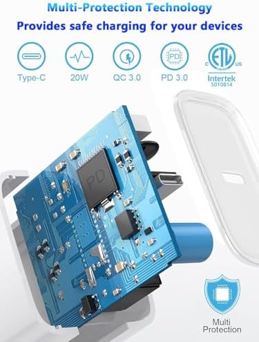 Rapid USB-C Fast Charger for i Pad Models – 20 W PD Wall Adapter with 6 FT Cable for Efficient Charging of i Pad Pro, Air, and Mini – MFi Certified, Compact Design for Travel, Enhanced Compatibility and Safety Features