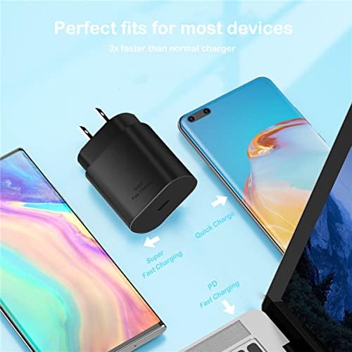 25 W Ultra-Fast Type C Wall and Car Charger Combo for Samsung Galaxy S25, S24, S23, S22, i Phone 16/15 Pro Max, Pixel 8/7/6 a – High-Speed USB-C Charging Kit with Premium Cable for Maximum Device Compatibility and Rapid Power Delivery