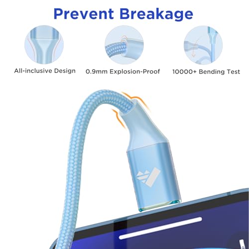 6 FT USB C to Lightning Charging Cable 2 Pack – MFi Certified Braided Fast Charger for i Phone 14/13/12 Series and i Pad – Durable, High-Speed Data Transfer and Enhanced Compatibility for All Apple Devices