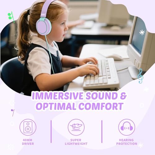 MIDOLA Kids Over-Ear Headphones: Safe Audio Experience with Noise Limitation, Foldable & Travel-Friendly Design, Custom Volume Control (85/110 d B), Built-In Microphone, and AUX Compatibility for School, Gaming, and Family Adventures in Sleek Black