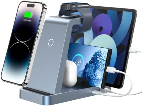 Revolutionize Your Charging Routine with the Premium 5-in-1 Wireless Charging Station for i Phone, Apple Watch & Air Pods – Fast Qi-Enabled Charger for i Phone 12, 13, 14, 15, 16 Pro Max – Sleek Dock with Enhanced Compatibility and Built-in Safety Features for Effortless Power Management