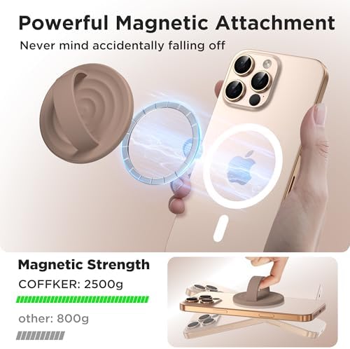 Revolutionary Magnetic Phone Ring Grip Holder – Ergonomic Silicone Finger Loop for i Phone Pro Max/Plus, 12/13/14/15/16 Series – Compatible with Mag Safe – Oat Color Enhances Aesthetics and Comfort – 360-Degree Rotation for Effortless Use – Secure Your Device with Style and Stability – Essential Smartphone Accessory for Unmatched Usability and Convenience