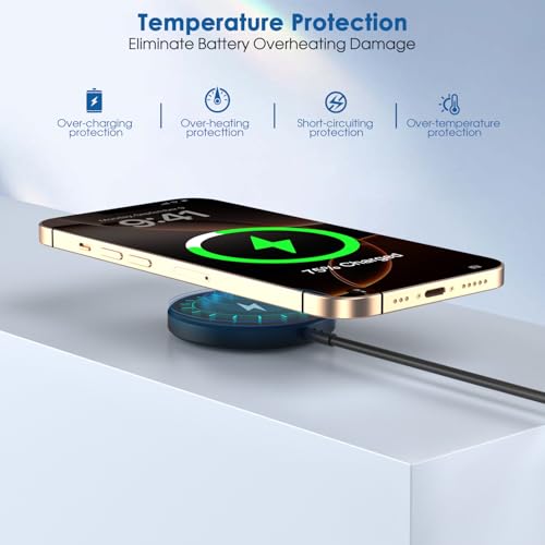 Innovative 15 W Magnetic Wireless Charger for i Phone – 2-Pack Fast Charging Pad with 20 W PD Adapter, 6-Foot Cable, and Enhanced Safety Features for i Phone 16/15/14/13/12 & Air Pods – Ultra-Slim, Portable, and Efficient Charging Solution for Home, Office, or Travel