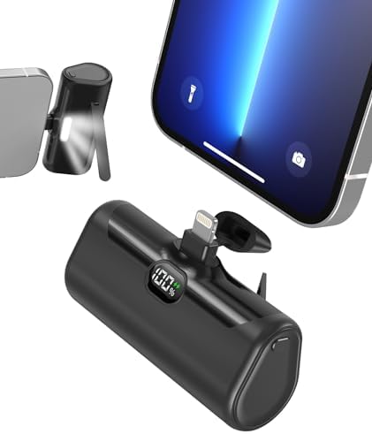 Ultra-Compact 5000 m Ah Power Bank with Built-in USB C Cable for i Phone 15 Pro Max – Reliable Portable Charger for i Phone 14/13, Samsung, Google, and More – Fast Charging Solution for On-the-Go Power Needs (Black)