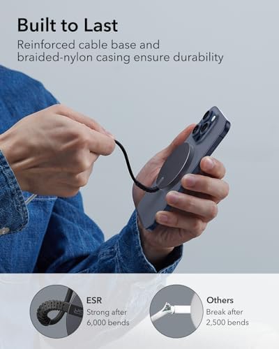 ESR Mag Safe 15 W Wireless Charger – Dual USB-C Charging Pad for i Phone 16 Pro Max, 16 Pro, 16, 16 Plus, 15, 14, 13, 12, and Galaxy S25 – Sleek Desert Titanium Finish – Effortless Magnetic Alignment for Air Pods Pro/3/4 – High-Speed Charging & Enhanced Device Compatibility