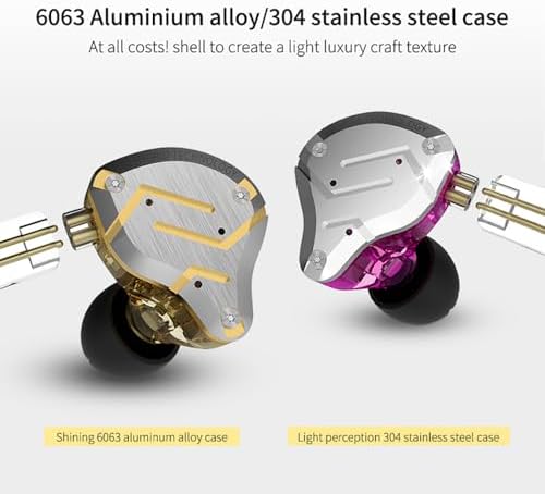 KZ ZS10 Pro Hybrid IEM Earphones – Ultimate 4 BA + 1 DD Driver System for Superior Audio Clarity, Premium Stainless Steel Finish, Customizable Detachable Cable, Perfect for Audiophiles, Musicians, and Gamers Seeking Unrivaled Hi-Fi Sound Quality, Ergonomic Lightweight Design for Extended Comfort in Any Listening Environment