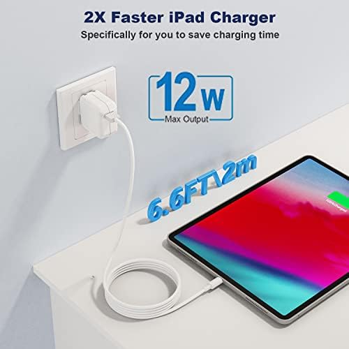 Ultimate 2-Pack i Pad Charger Set: 10 FT Lightning Cable & 12 W Foldable USB Wall Adapter for Quick & Reliable Charging – Compatible with i Pad 4/5/6/7/8/9, Mini & Air Models – Travel-Friendly Design for Uninterrupted Use