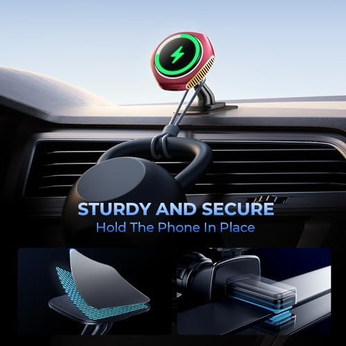 Mag Safe Car Charger Mount for i Phone 15 Series – 15 W Fast Wireless Charging Holder in Chic Purple – Ultimate Mag Safe Compatibility with i Phone 15 Pro Max, Plus, 14, 13, 12, Mini – Enhance Your Driving Experience with Secure Magnetic Grip and Effortless Setup