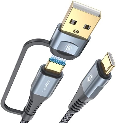 6.6 ft USB Type C Charger Cable – 100 W Power Delivery Fast Charging for i Phone 16/15 Pro Max, Mac Book, i Pad Pro/Air & Samsung Galaxy S24/S23/S22 – Durable Nylon Braided 2-in-1 USB C to C Design for Optimal Compatibility and Speed