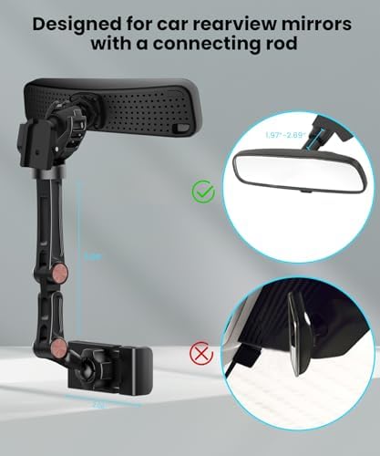 Karmus Universal Rearview Mirror Phone Holder – Rotatable and Retractable Car Mount for All Smartphones – Essential Vehicle Accessory for Safe Hands-Free Navigation and Communication – Durable Design for Long-Lasting Use – Easy Installation for Optimal Viewing Angles