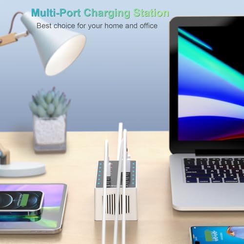 High-Efficiency 12-Port USB Charging Hub – Rapid 60 W Smart Dock for i Phone, i Pad, Galaxy and More – Ultimate Multi-Device Power Station for Home & Office with Advanced Safety Features – Streamline Your Charging Experience