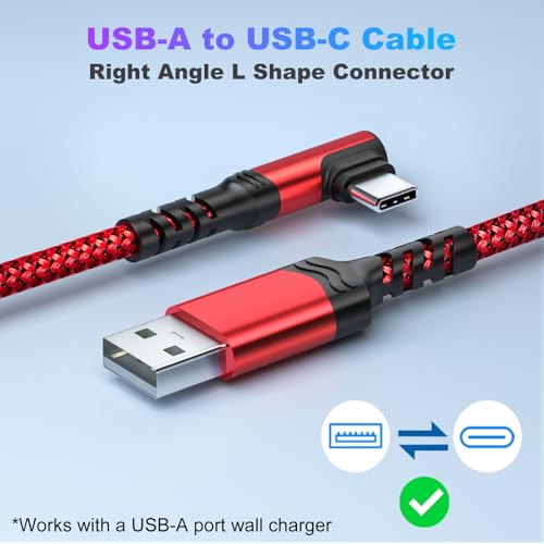 10 ft Right Angle USB C Cable 5-Pack – Fast Charging Nylon Braided Charger for Samsung Galaxy S25, S24, S23, A16, A15 & Google Pixel 9, 8 – Superior Durability and Comfort for Gaming and Daily Use – Enhanced Compatibility for All Type C Devices