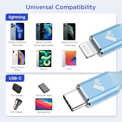 6 FT USB C to Lightning Charging Cable 2 Pack – MFi Certified Braided Fast Charger for i Phone 14/13/12 Series and i Pad – Durable, High-Speed Data Transfer and Enhanced Compatibility for All Apple Devices