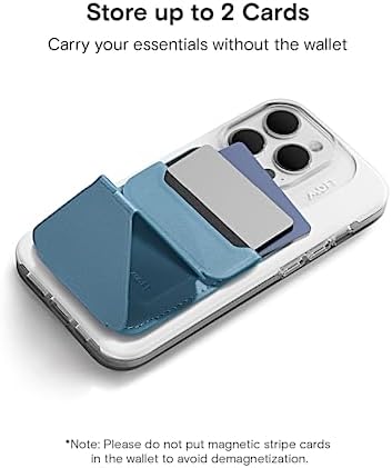 MOFT MagSafe Wallet for iPhone 16/15/14/13/12 Series, Strong Magnetic Phone Card Holder Fit 2 Cards & 3 Viewing Angles & Stain-Resistant Vegan Leather Phone Stand, Windy Blue – Enhanced Compatibility and Speed