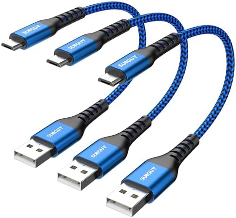 Ultra-Durable 10 FT Micro USB Cable 3-Pack – Fast 18 W Charging & Data Sync for Samsung Galaxy, Android Devices & PS4 – Premium Nylon Braided for Enhanced Flexibility & Strength – Perfect for Home & Office Use