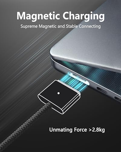 Zeit Nah 140 W USB-C to Magnetic 3 Charging Cable for Mac Book Pro & Air – 2 m Length for Rapid Power Delivery, Enhanced Durability, and Ultimate Convenience in Charging Solutions