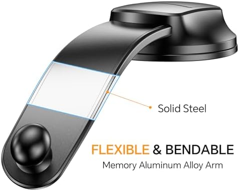 Revolutionary Mag Safe Car Phone Mount with Superior Suction – Adjustable Magnetic Holder for i Phone 16, 15, 14, 13, 12 Pro Max & Plus – Bendable Memory Alloy for Customized Viewing Angles – Ultimate Safety & Navigation Companion – Premium Car Accessory for Unmatched Device Compatibility