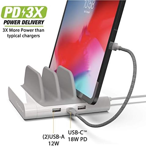 Scosche BLQP-XTSP Base Lynx Modular Qi-Certified Wireless Charging Hub – Fast, Customizable Charging Solution with Safety Features for Home and Office – Sleek Design for Effortless Device Powering and Enhanced Compatibility