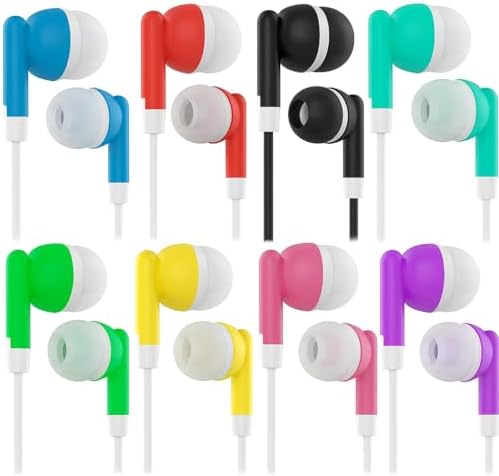 Bulk 24-Pack Kids Wired Earbuds with Microphone – Classroom-Ready Noise-Isolating Headphones for Enhanced Focus and Engagement in Learning, Gaming, and Travel with Universal 3.5 mm Compatibility for Superior Audio Quality