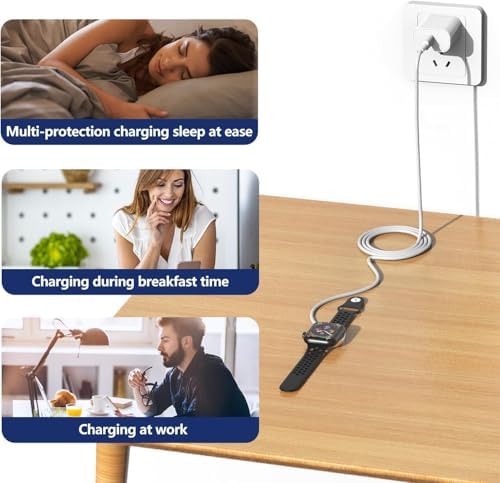 Premium 5 W Fast Charging USB C Cable for Apple Watch – 6 ft Magnetic Charger, MFi Certified, Compatible with Series SE2/8/7 & All Sizes 38 mm to 45 mm – Reliable & Efficient Power Solution for On-the-Go Users