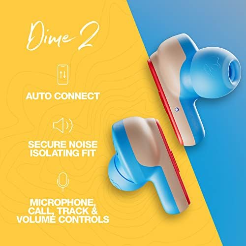 Skullcandy Dime Wireless Earbuds – Sweat-Resistant In-Ear Headphones with 12-Hour Battery Life, Built-in Microphone, and Universal Bluetooth Compatibility – Stylish Red Design for Active Lifestyles