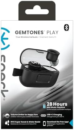 Speck Gemtones Wireless Earbuds – Bluetooth 5.3 Headphones with 28 Hours of Battery Life, USB-C Charging & Custom EQ App for i Phone & Android Users – Stylish White Album Design with Two-Year Warranty for Ultimate Audio Experience