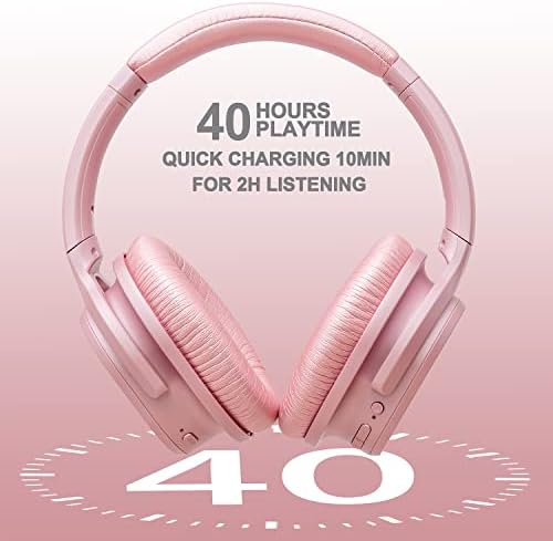 Unleash Immersive Sound Quality with ZIHNIC Rose Gold Bluetooth Headphones – 40-Hour Battery Life, Superior Noise Cancelling, and Plush Earpads for Ultimate Comfort – Perfect for Travel, Daily Commutes, and Home Listening – Seamless Device Pairing for Effortless Enjoyment