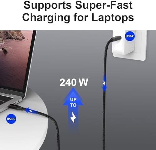 Ultra-Fast USB C to C Cable 6.6 ft – 240 W Power Delivery, 40 Gbps Data Transfer & 8 K HD Display Support for Thunderbolt 3/4, Mac Book Pro & Type-C Devices – Premium Durability & Versatility for Seamless Connectivity