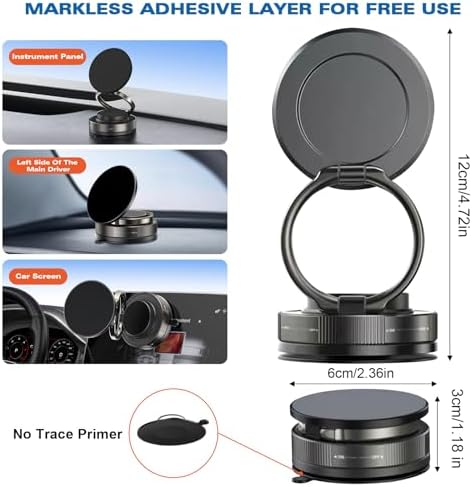 Revolutionary 360° Magnetic Car Phone Holder – Adjustable Vacuum Suction Mount for i Phone 12/13/14/15/16 with Mag Safe Compatibility for Enhanced Safety and Convenience on the Road