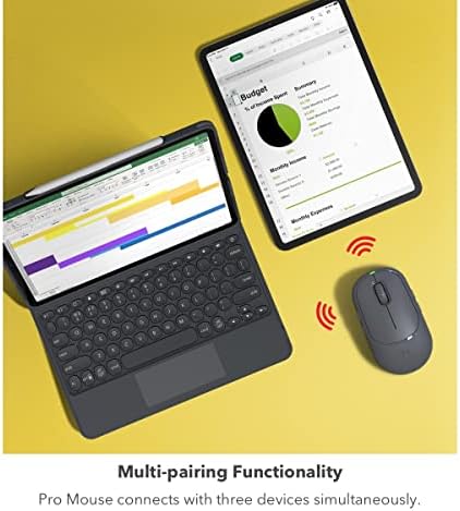 ZAGG Pro Mouse: Ultimate Multi-Device Bluetooth Mouse with Wireless Qi Charging Pad & 6 ft USB-C Cable – Ergonomic, Fast, and Universally Compatible for Tablets & Laptops
