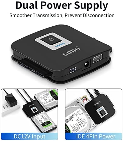 GODO USB 3.0 Vertical Hard Drive Enclosure for 3.5 Inch SATA HDD/SSD – Premium Aluminum Dock with UASP Technology, Supports Up to 18 TB Storage, Space-Saving Design, Power Adapter Included for Enhanced Performance and Compatibility