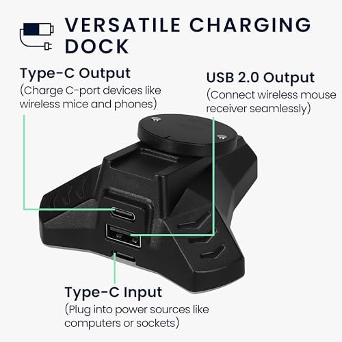 kwmobile Bluetooth Mouse Charging Station – Sleek Docking Solution for Logitech G PRO X Superlight, G Pro Wireless, G903, G703, G403 – Fast Charging & Compact Design for Gamers – Durable & Easy to Use – Elevate Your Gaming Setup Now
