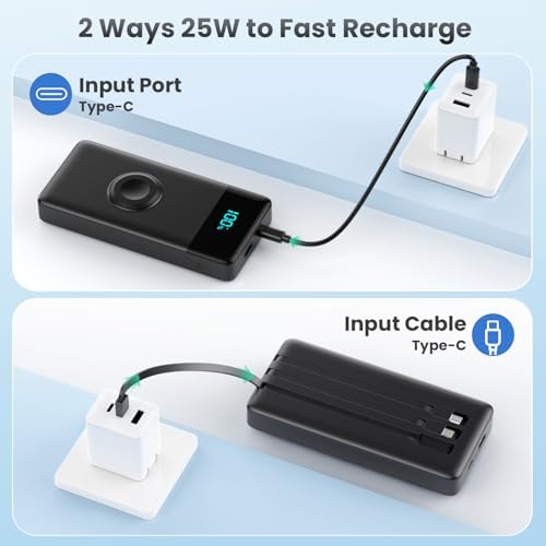 High-Capacity 10800 m Ah Portable Power Bank with Integrated Charging Cables & Wireless Apple Watch Dock – 25 W Quick Charge Solution for i Phone 16/15/14/13/12 & Android Devices – Sleek Pink Design for Effortless Travel – Enhanced Safety Features for Optimal Device Protection