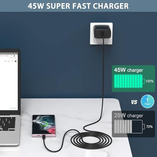 45 W Ultra-Fast USB C Charger Set for Samsung Galaxy Devices – 3-Pack with 6 ft Cables – Optimal Charging Solution for Galaxy S25/S24/S23/S22/Note 10 – Enhanced Safety Features for Home & Travel Use – Maximize Your Device’s Efficiency and Convenience