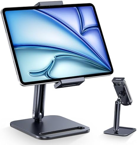 Crea Dream Heavy-Duty Aluminum Tablet Stand – Versatile 360° Adjustable Holder for i Pad Pro, Galaxy Tab, Surface Pro, and More – Ergonomic Desk Accessory for Enhanced Productivity and Comfort – Sleek Black Design, Compatible with Devices 4.7” to 13