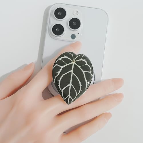 Tropical Leaf Mag Safe-Compatible Collapsible Phone Grip Stand – Chic Acrylic Smartphone Accessory for Optimal Stability and Comfort, Ideal for Hands-Free Viewing and On-the-Go Convenience (Crystallinum Dark)