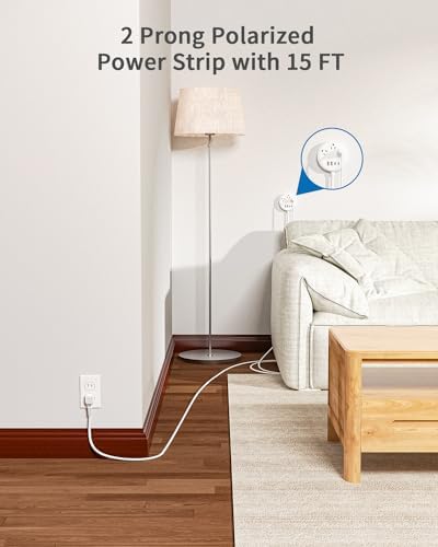 NTONPOWER 10 FT 2 Prong to 3 Prong Power Strip with 4 USB Ports – Wall-Mountable Non-Grounded Outlet Adapter for Enhanced Device Charging and Flexible Placement in Older Homes – 180° Non-Polarized Design for Maximum Convenience and Safety