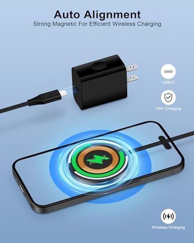 AILKIN Qi Mag Safe Wireless Phone Charger Duo – 20 W Fast Charging Pad for Samsung Galaxy S Series, Google Pixel, and i Phone 15/16 Models – Magnetic Alignment for Effortless Charging, Compact Design with Overheat Protection, Dual-Pack for Enhanced Convenience