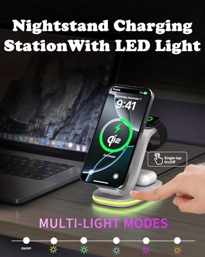 Ultimate 3-in-1 Qi2 Wireless Charging Station with 30 W USB-C Fast Adapter – Sleek Mag-Safe Charger Stand for i Phone 16, 15, 14 Pro Max, Apple Watch Series 10, 9 & Air Pods 4, 3 Pro – Enhanced Efficiency & Safety Features for Multi-Device Charging Convenience Experience unparalleled charging efficiency with our state-of-the-art 3-in-1 Wireless Charging Station, specifically crafted for Qi2-compatible devices. This advanced Mag-Safe charger stand delivers an impressive 15 W fast charge for your i Phone, 2.5 W for your Apple Watch, and 3 W for your Air Pods, ensuring a swift power-up for all your essentials. Engineered with a 30 W USB-C adapter, our charging station guarantees safety and stability, featuring intelligent current balancing and multi-level protection mechanisms against overheating and overcharging. The sleek design includes an adjustable LED nightlight, providing a soothing ambiance while conserving space on your nightstand or desk. With precise magnetic alignment for effortless device placement, enjoy a hassle-free charging experience while keeping your devices secure. Perfect for modern lifestyles, this charging solution combines functionality and aesthetics seamlessly. Elevate your charging routine with this indispensable accessory!