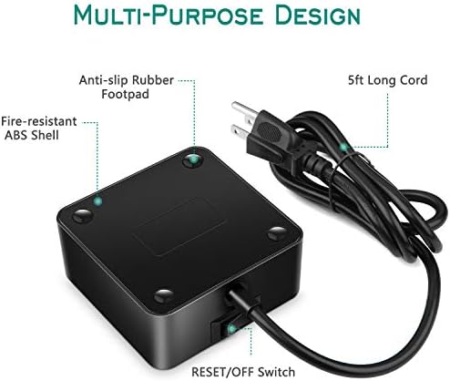 MIBOTE 6-Outlet USB Power Strip with 4-Port Fast Charging Hub – 5 ft Surge Protector for Home, Office, and Travel – Universal Voltage Compatibility (100-240 V) – Ideal for Multiple Devices, Electronics, and Gadgets