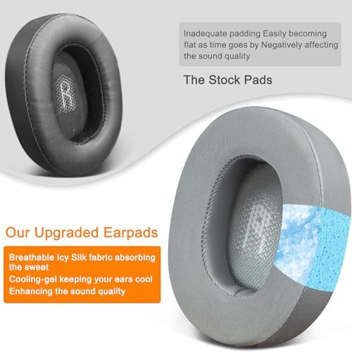 SOULWIT Navy Blue Cooling Gel Earpads for JBL E55 BT – Premium Comfort & Noise Isolation Replacement Cushions for Over-Ear Headphones – Ultimate Sound Enhancement Accessory