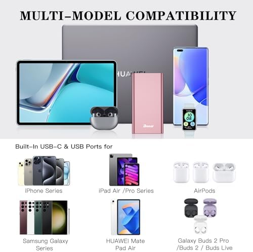 BONAI 12,000 m Ah Portable Power Bank – Ultra-Fast Charging with Dual USB-C Ports for i Phone 15/14/13/12, Galaxy Android, and i Pad – Sleek, Lightweight Design for On-the-Go Convenience and Enhanced Device Compatibility