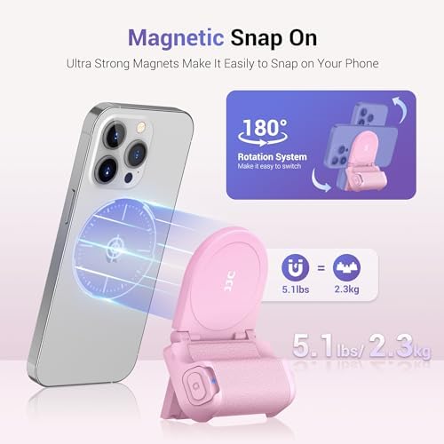 Transform Your Smartphone Photography with the JJC Magnetic Camera Grip Handle – Lightweight Ergonomic Phone Accessory with Wireless Shutter Remote & Tripod Compatibility for i Phone and Android Users, Stylish White Finish for Enhanced Control and Effortless Shooting